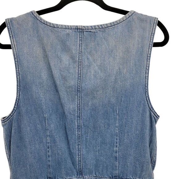 BCBGeneration Denim Romper S Light Wash Jean Shorts Sleeveless Zip Rockabilly - Picture 8 of 13